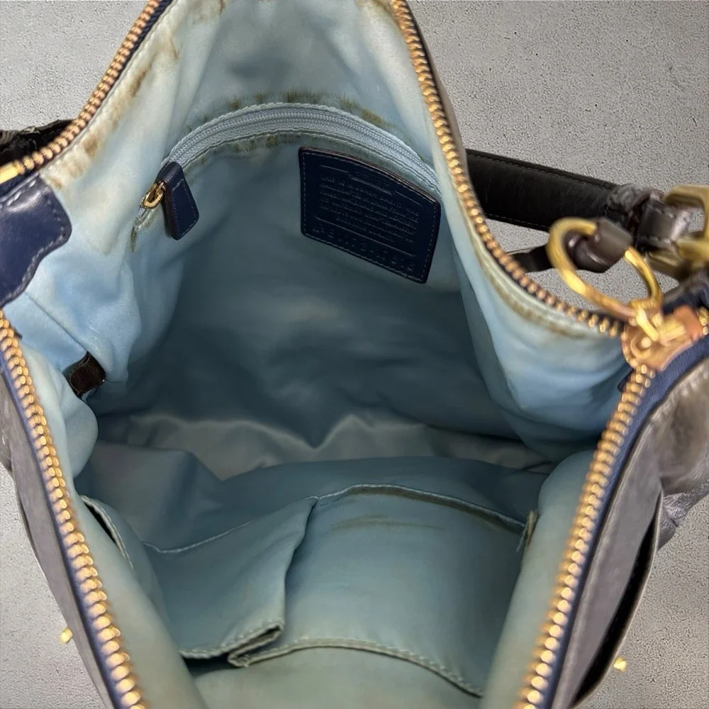 COACH Ashlyn Chelsea Dark Navy Teal Hobo Shoulder Hobo Bag Purse F17816